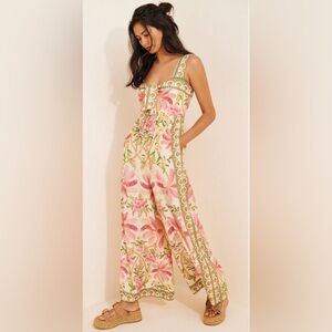 Farm Rio Palm Dream Strappy Jumpsuit XL